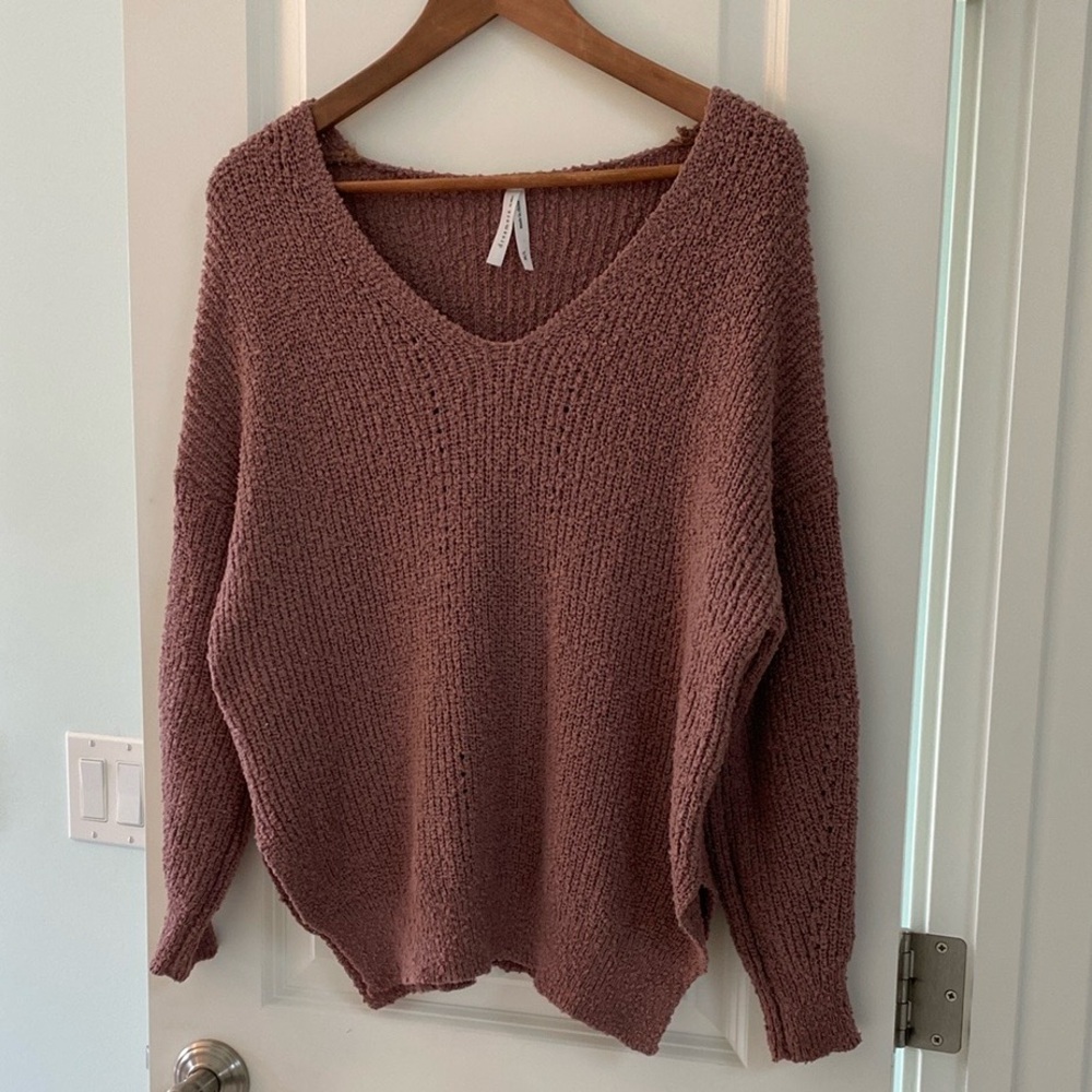 Dreamers Pink V-Neck Sweater Relaxed Fit